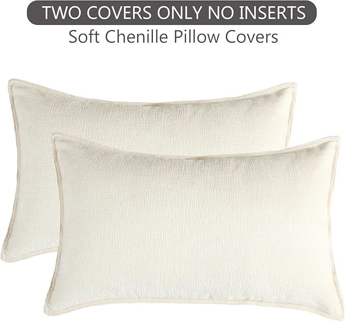 Stellhome Set of 2 Super Soft Textured Decorative Pillow Covers Lumbar Chenille - Image 6