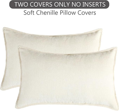 Stellhome Set of 2 Super Soft Textured Decorative Pillow Covers Lumbar Chenille - Image 6