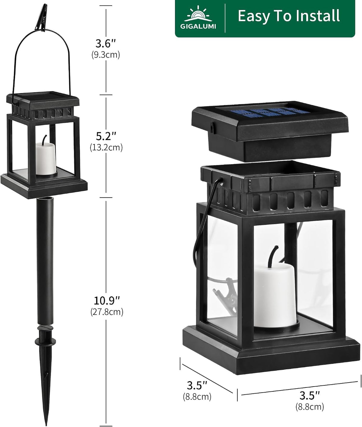 GIGALUMI 8 Pack Solar Halloween Lanterns Outdoor, Candle Lights with Stakes