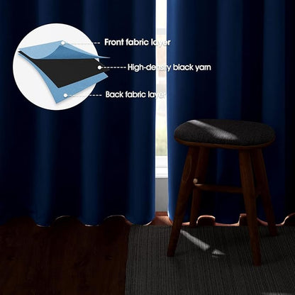 HOMEIDEAS Blackout Curtains for Bedroom 52 X 63 Inch 2 Panels Baby Blue Room - Image 3
