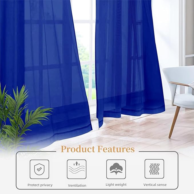 Sheer Curtains 72 Inches Long 2 Panels, Rod Pocket Short Curtain - Image 6