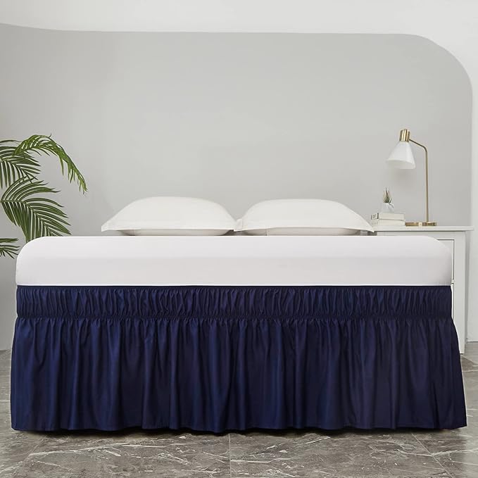 MEILA Wrap Around Bed Skirt Three Fabric Sides Elastic Dust Ruffled 16 Inch - Image 2