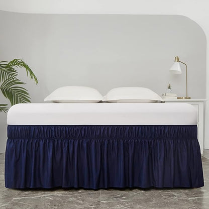 MEILA Wrap Around Bed Skirt Three Fabric Sides Elastic Dust Ruffled 16 Inch - Image 2