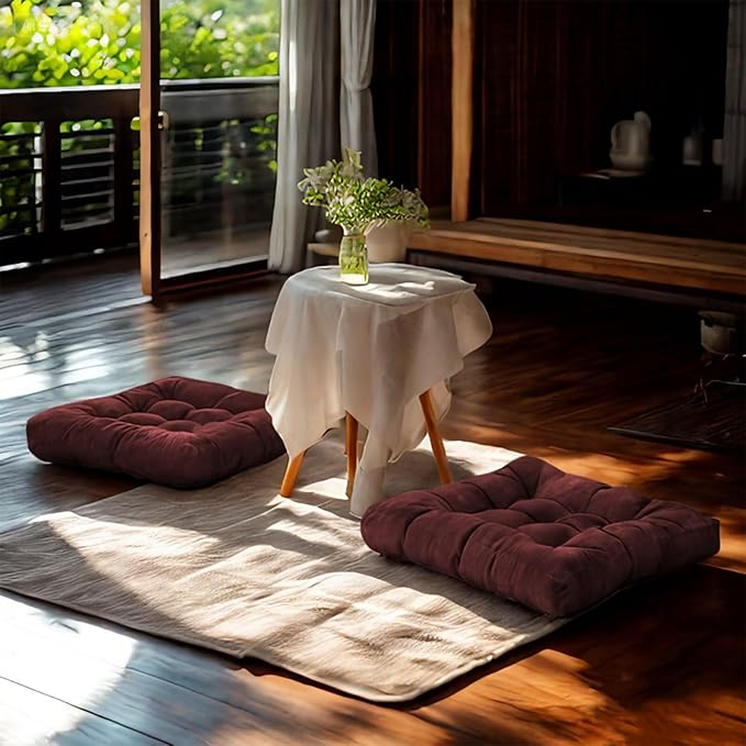18x18in Floor Pillows Set Square Chair Cushion Pad - Image 4