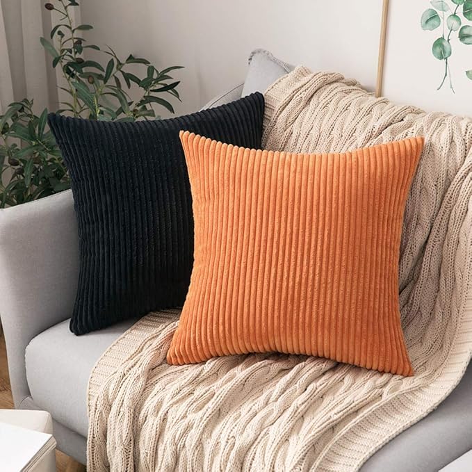 MIULEE Winter Pack of 2 Corduroy Soft Soild Decorative Square Throw Pillow - Image 5