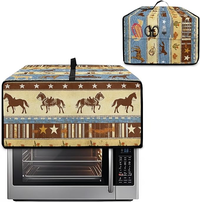 Horse Star Stipe Print Microwave Oven Dust Cover - Image 2