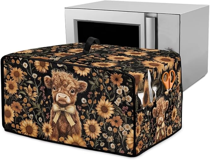 Cute Highland Cattle Print Toaster Oven Cover Heavy Duty Microwave Oven Dust by HwzdsyxlCreativeHomeDecor