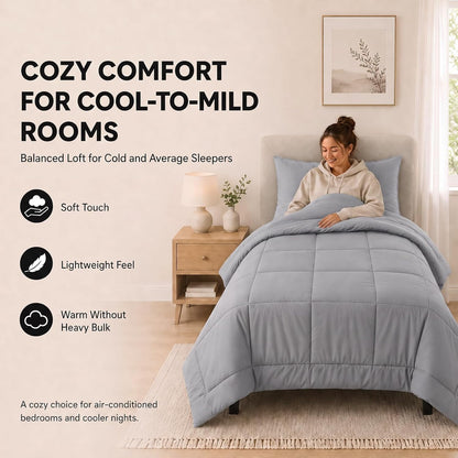 cozylux twin xl comforter set grey - 5, side view