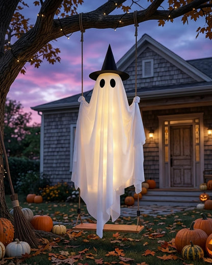 5FT Halloween Swinging Ghost Outdoor Decor,Spooky Hanging Ghost Decorations