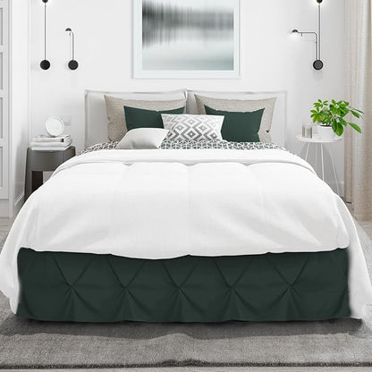 Nestl Forest Green Bed Skirt Cal King Size, Pinch Pleat Cal King Bed Skirt - Image 2