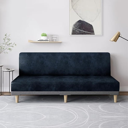 molasofa Leather Like Stretch Futon Slipcover Armless Futon Bed Sofa Cover - Image 3