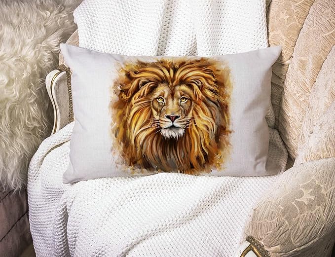 Solekla Lion Head Lumbar Throw Pillow Cover 12x20 Inch Decorative Bedroom - Image 3