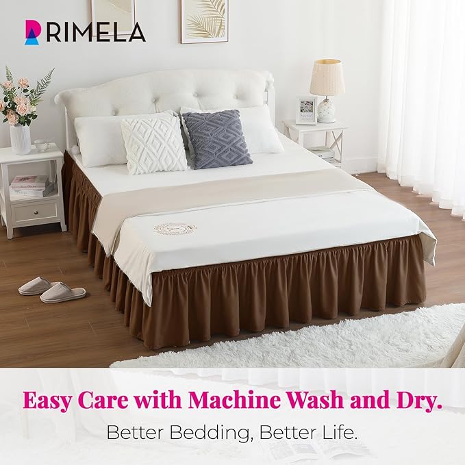 RIMELA Bed Skirt Full Size 15 Inch Drop, Elastic Bed Skirting - Image 2