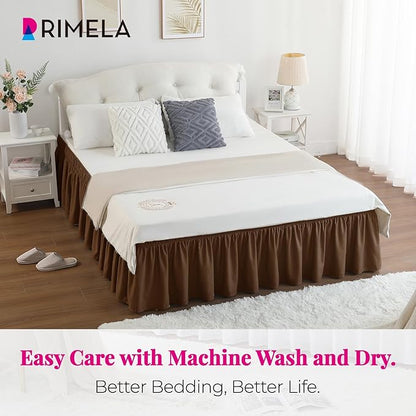 RIMELA Bed Skirt Full Size 15 Inch Drop, Elastic Bed Skirting - Image 2