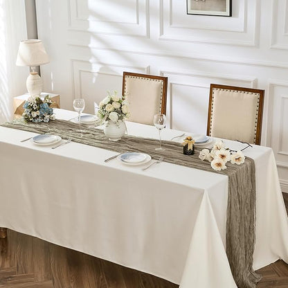 BALCONY & FALCON 2 Pack Nude Cheesecloth Table Runner 10FT 120 Inch Rustic & - Image 2