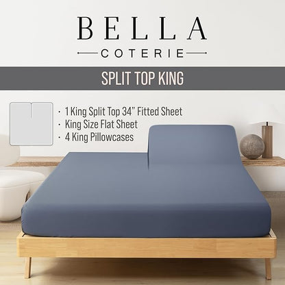 Bella Coterie 6 Piece Luxury Bamboo Viscose Split Top King Size Sheet Set | 34" - Image 2