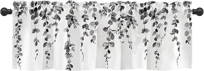 Watercolor Grey Leaves Window Valance by debraleye