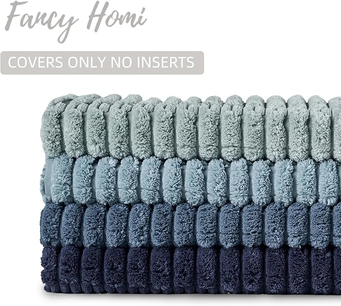 Fancy Homi Set of 4 Blue Decorative Throw Pillow Covers 20x20 Inch - Image 4