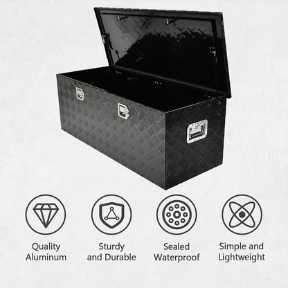 48 inch heavy duty aluminum truck tool box showing dimensions