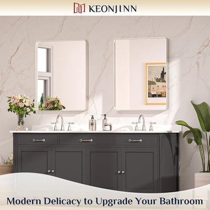 keonjinn 24 x 30 inch brushed nickel bathroom shown in use
