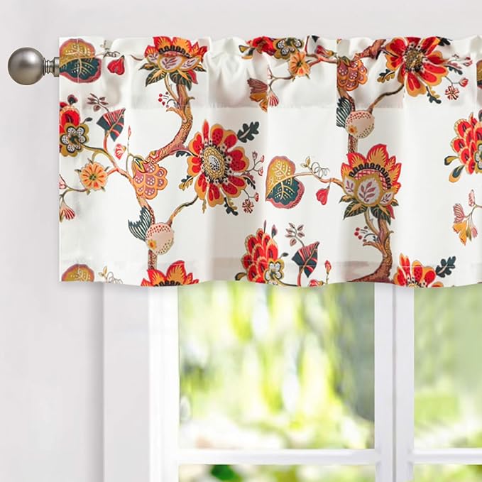 Leeva Farmhouse Floral Linen Valances by Leeva