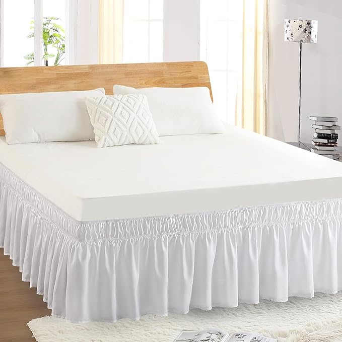 Full Bed Skirt, Elastic Wrap Around Bed Skirt Full Size, Bed Skirts - Image 5