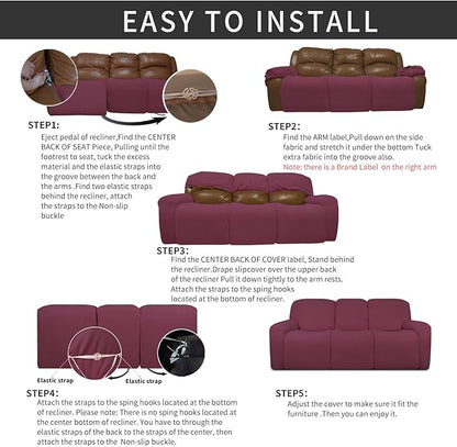 Easy-Going 8 Pieces Recliner Sofa Stretch Sofa Slipcover Sofa Cover Furniture - Image 4