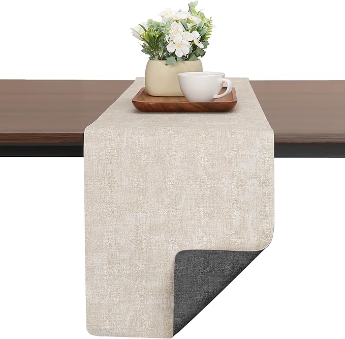 Table Runners 72 Inches Long, Dual-Sided Faux Leather Farmhouse Table Runner by Chitomars