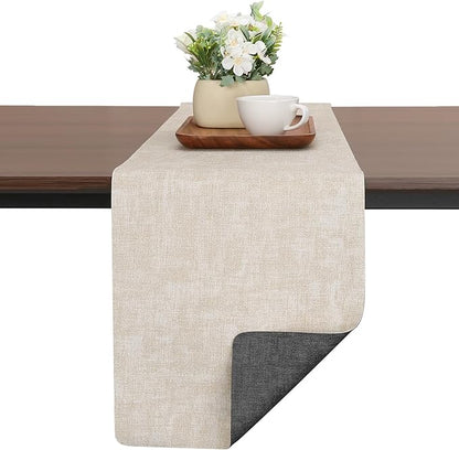 Table Runners 94 Inches Long, Dual-Sided Faux Leather Farmhouse Table Runner by Chitomars