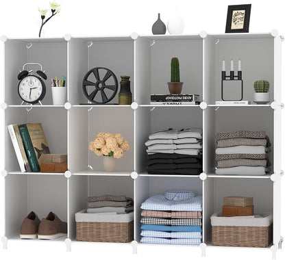 awtatos 12 cube storage organizer, closet organizer storage, front angle view