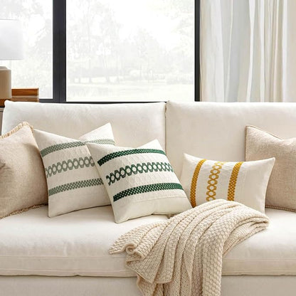 MIULEE Set of 2 Dark Green Boho Christmas Decorative Pillow Covers 18x18 Inch - Image 6