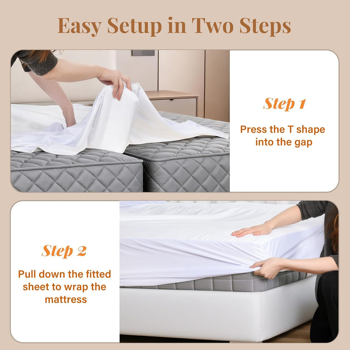 vekkia 2-in-1 split king gap filler with built-in on a desk or shelf
