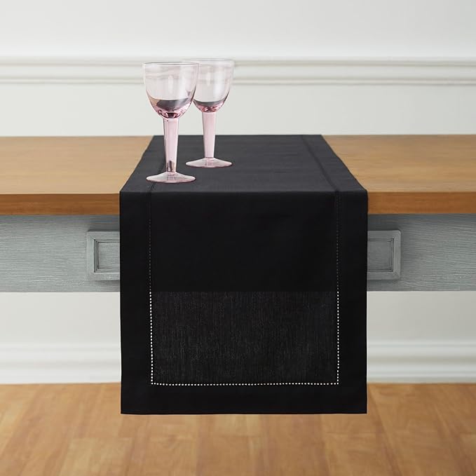 Solino Home Black Table Runner 108 Inches Long by SolinoHome