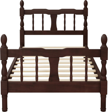 bellemave twin vintage wood spindle post bed,wooden platform showing dimensions