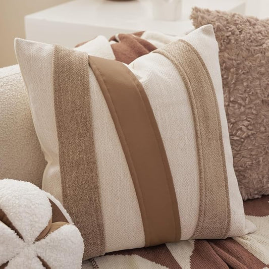 Avigers 18 x 18 Inch Patchwork Pillow Cover, Luxury Chenille Modern Throw by Avigers