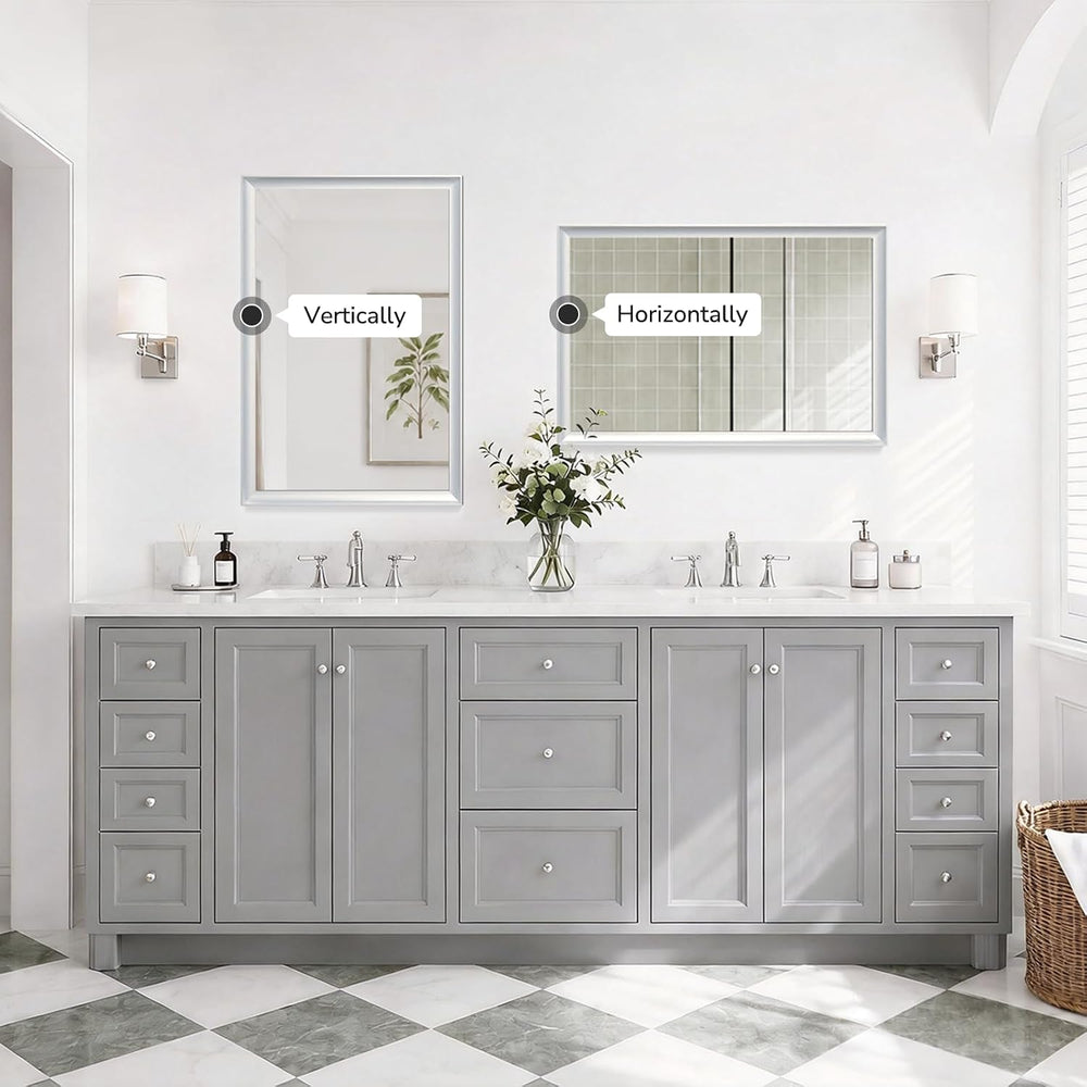 USHOWER 2 Pack 24x36 Inch Brushed Nickel Bathroom Mirrors for Over Sink
