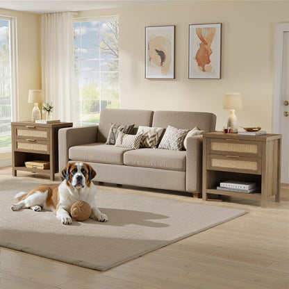 eclatara rattan nightstands with 2 drawers and storage, package contents