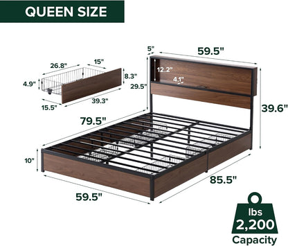 zinus kai platform bed frame, four underbed storage shown in use