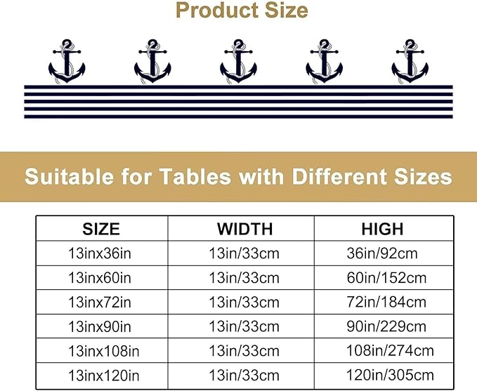 Nautical Anchor Table Runner Vintage Geometric Stripe Modern Sea Adventure - Image 4