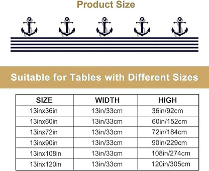 Nautical Anchor Table Runner Vintage Geometric Stripe Modern Sea Adventure - Image 4