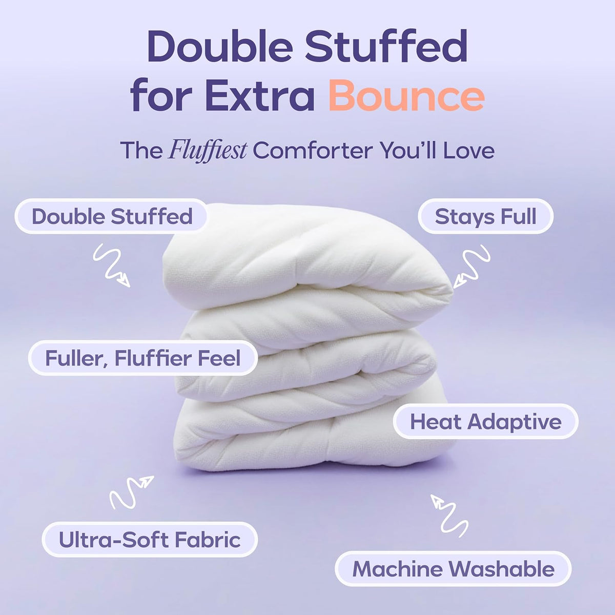 mellow marshmellow comforter full/queen, all-season temperature control shown in use