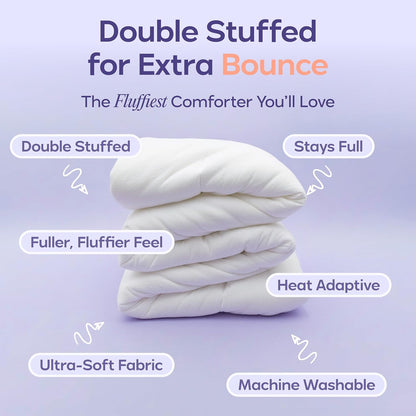 mellow marshmellow comforter full/queen, all-season temperature control shown in use