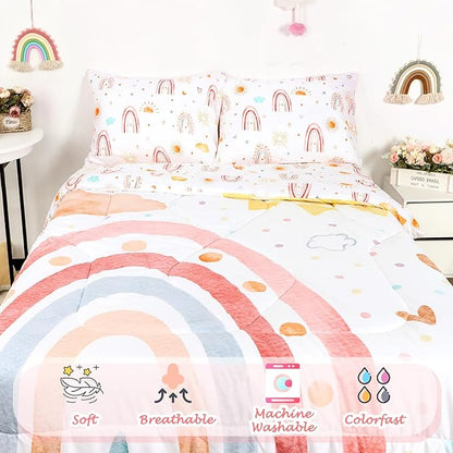 Twin Size Toddler Bedding Set for Girls- 5 Piece Rainbow Toddler Girl Bedding - Image 6