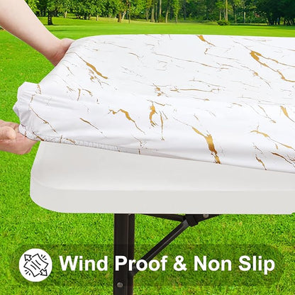 Smiry Rectangle Picnic Tablecloth, Wipeable Flannel Backed Table Covers - Image 2