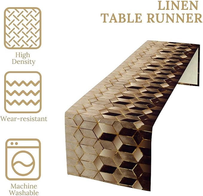 Geometric Marble Table Runner, 13x90 Inch - Image 5