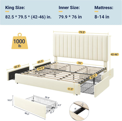 allewie king size storage bed frame, vertical channel shown in use