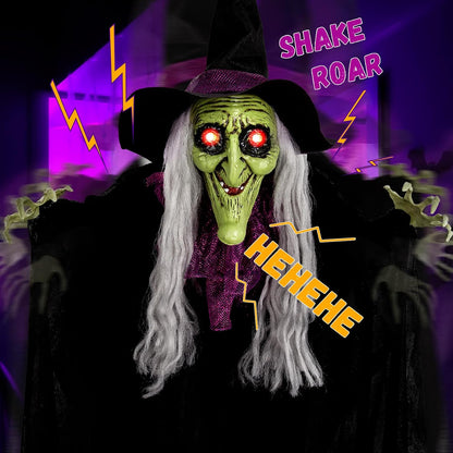 59” Halloween Hanging Animated Witch Decoration with Sound Activated