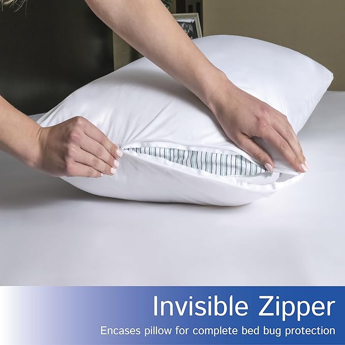 Four Seasons Essentials Waterproof King Pillow Protectors – Zippered Pillow - Image 6