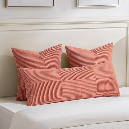 Fancy Homi 2 Packs Coral Euro Decorative Throw Pillow Covers 26x26 Inch - Image 5