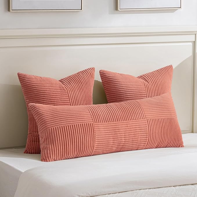 Fancy Homi 2 Packs Coral Decorative Throw Pillow Covers 20x20 Inch - Image 5
